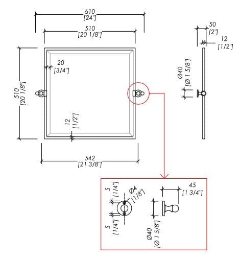 Квадратное зеркало с латунной рамкой Devon&Devon первый класс ARCH-00099053 - Вид №2