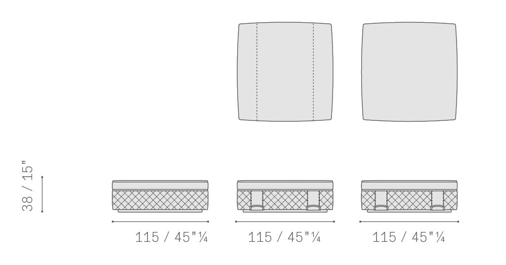 Квадратный пуф из ткани и кожи Poltrona Frau коллекция-мебель и аксессуары ARCH-00109643 - Вид №6