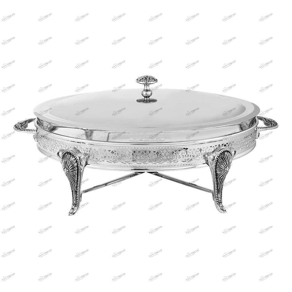 Блюдо стальное овальное с подогревом серебряное "Британи" REGENT БРИТАНИ 00-3946387 Серебро 
