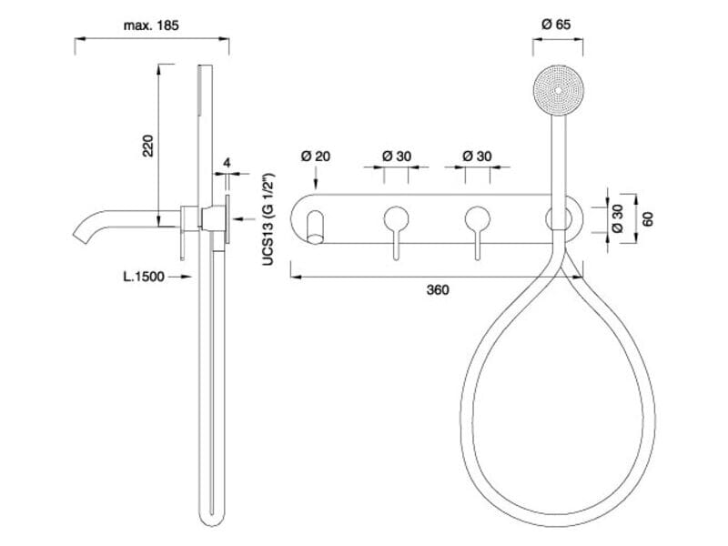 Группа 2 настенные смесители для ванны с ручным душем CEADESIGN INNOVO ARCH-00030552 - Вид №2