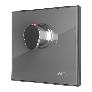 09121 Термостатический вентиль 1/2“ в стеклянной панели, цвет стекланной крышки REF 9006 светло-серый SANELA