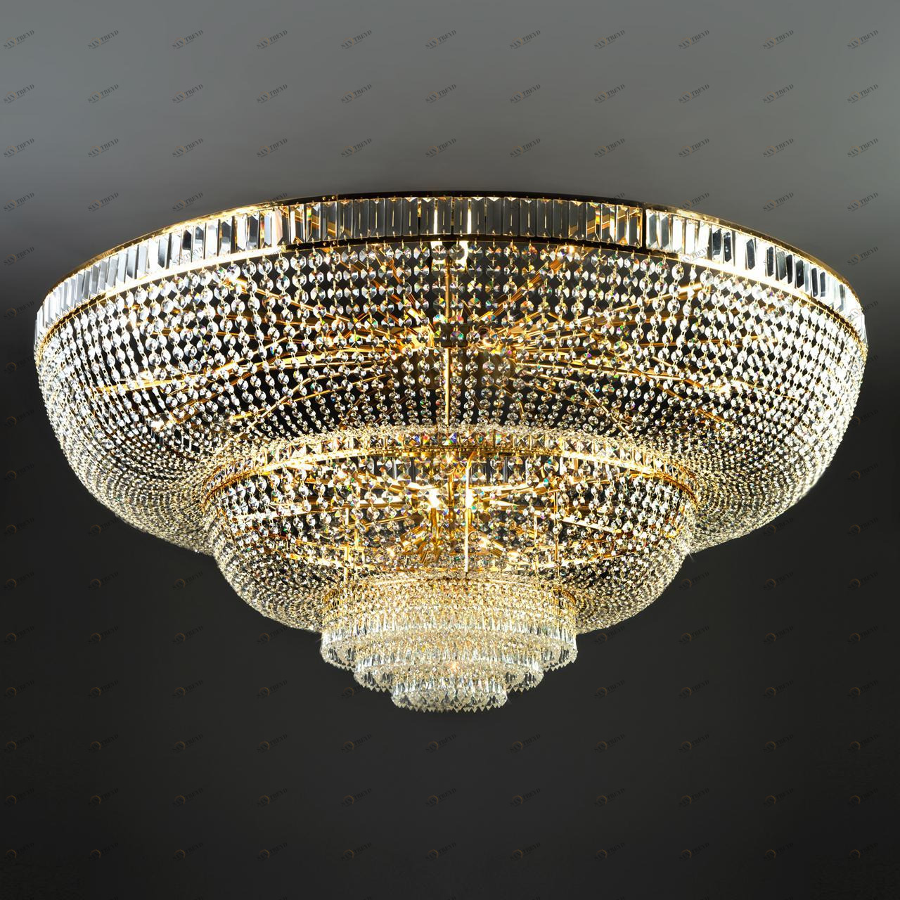 Люстра хрустальная потолочная золото Bogates Solara 360 Strotskis BOGATES ДИЗАЙНЕРСКИЕ, SOLARA 00-3833532 Золото;прозрачный 