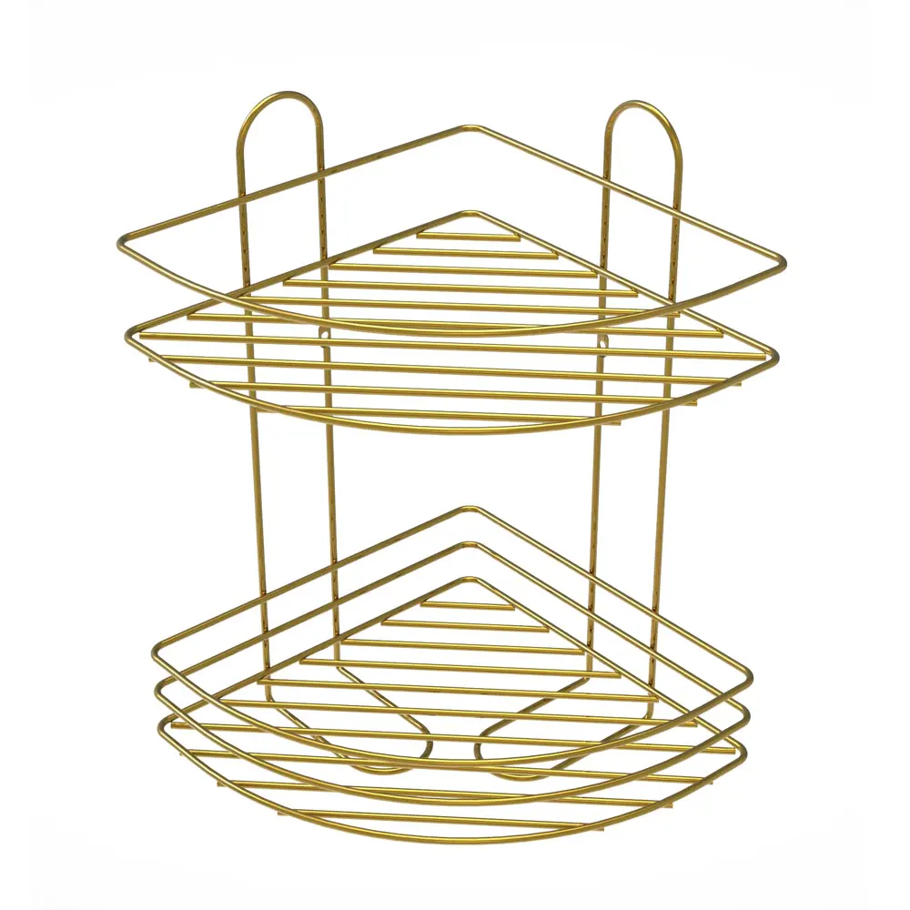 Полка для ванной Lemer Nil двухъярусная 23x23 см металл цвет золото STLM-2001198 - Вид №1