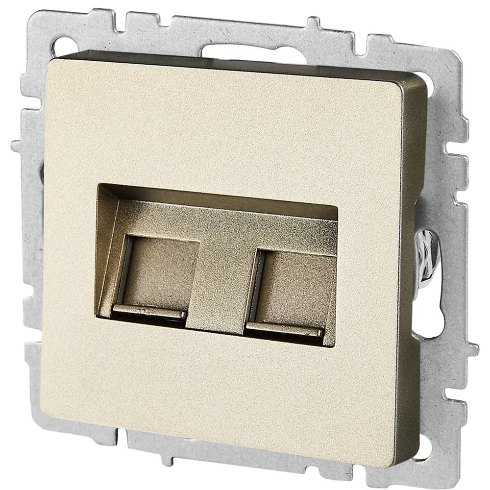 Компьютерная розетка двойная встраиваемая IEK Brite РК10-2-БрШ RJ45 UTP cat 5e цвет шампань 87761636 STLM-2161135 - Вид №1