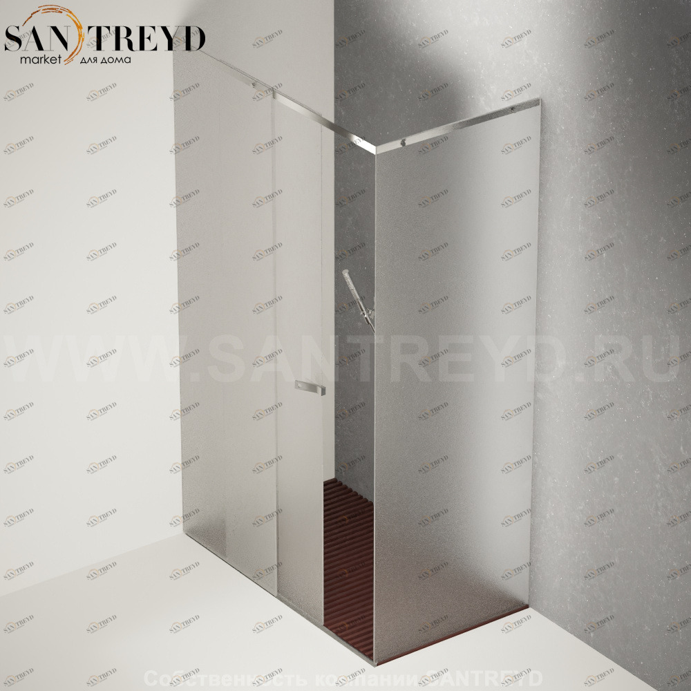 Душевое ограждение FLAT D подрезаемое, стеклянная с подвижной дверью матовая перегородка с поддоном из красного дуба. Размеры: глубина от 70 до 100 см, длина от 120 до 200 см Agape DF1012020070100MS