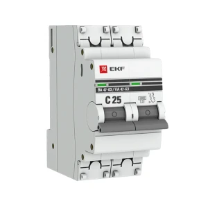 Автоматический выключатель EKF PROxima ВА47-63 2P C25 А 6 кА mcb4763-6-2-25C-pro