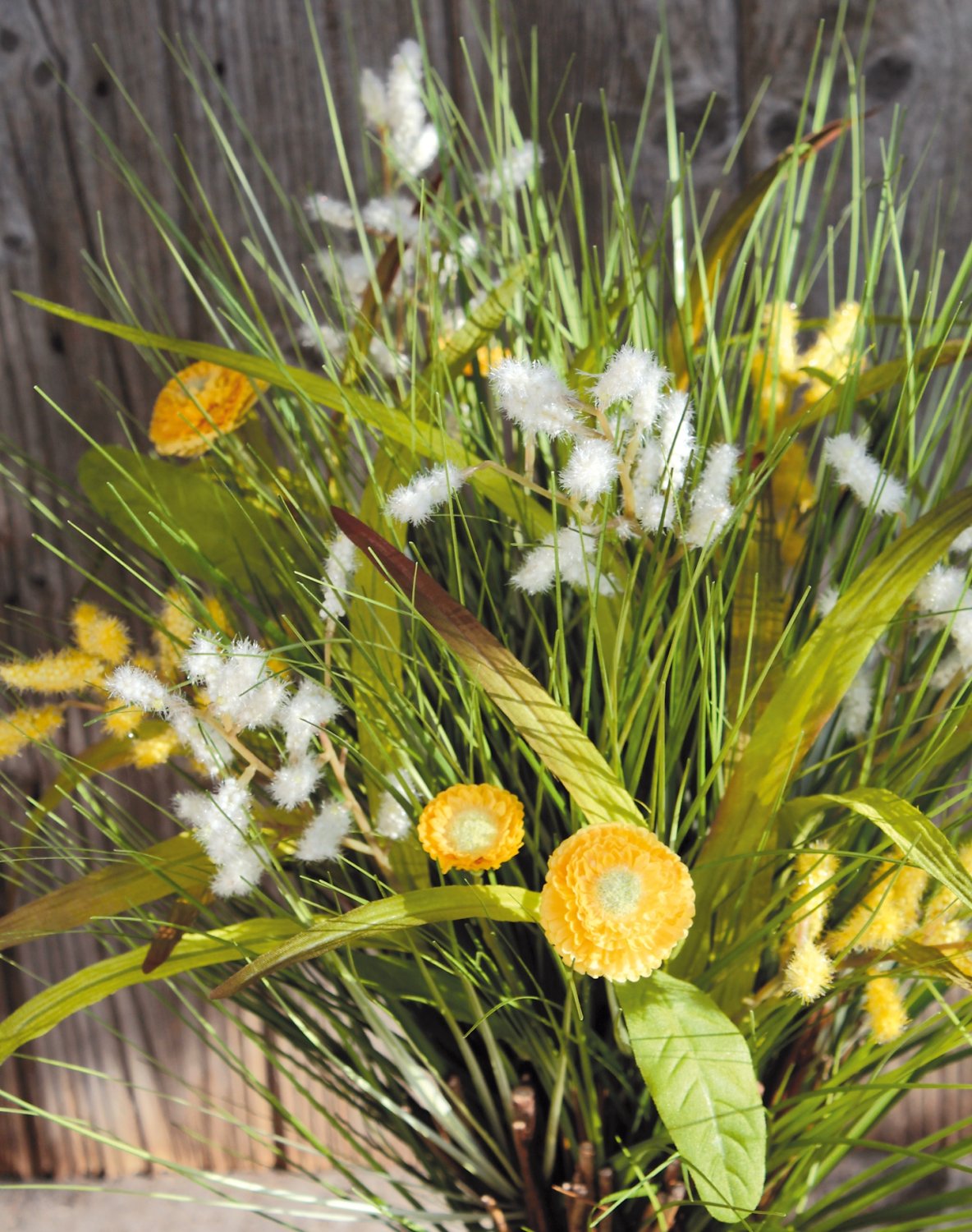 4722 307 a3 Пучок искусственной травы с ромашками, 45 см, желто-белый H-andreas  - Вид №1