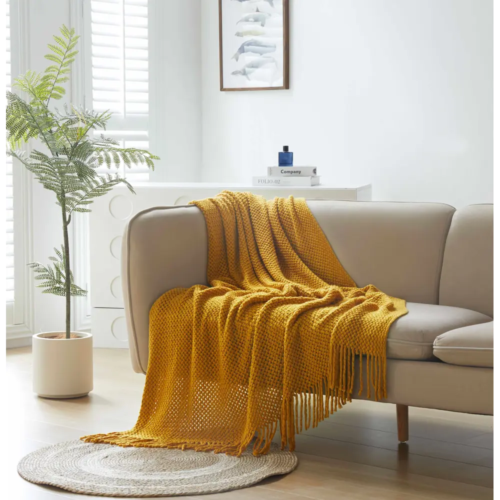 Плед Натали 150x200 см полиэстер цвет горчица Santreyd STLM-2121468 - Вид №3