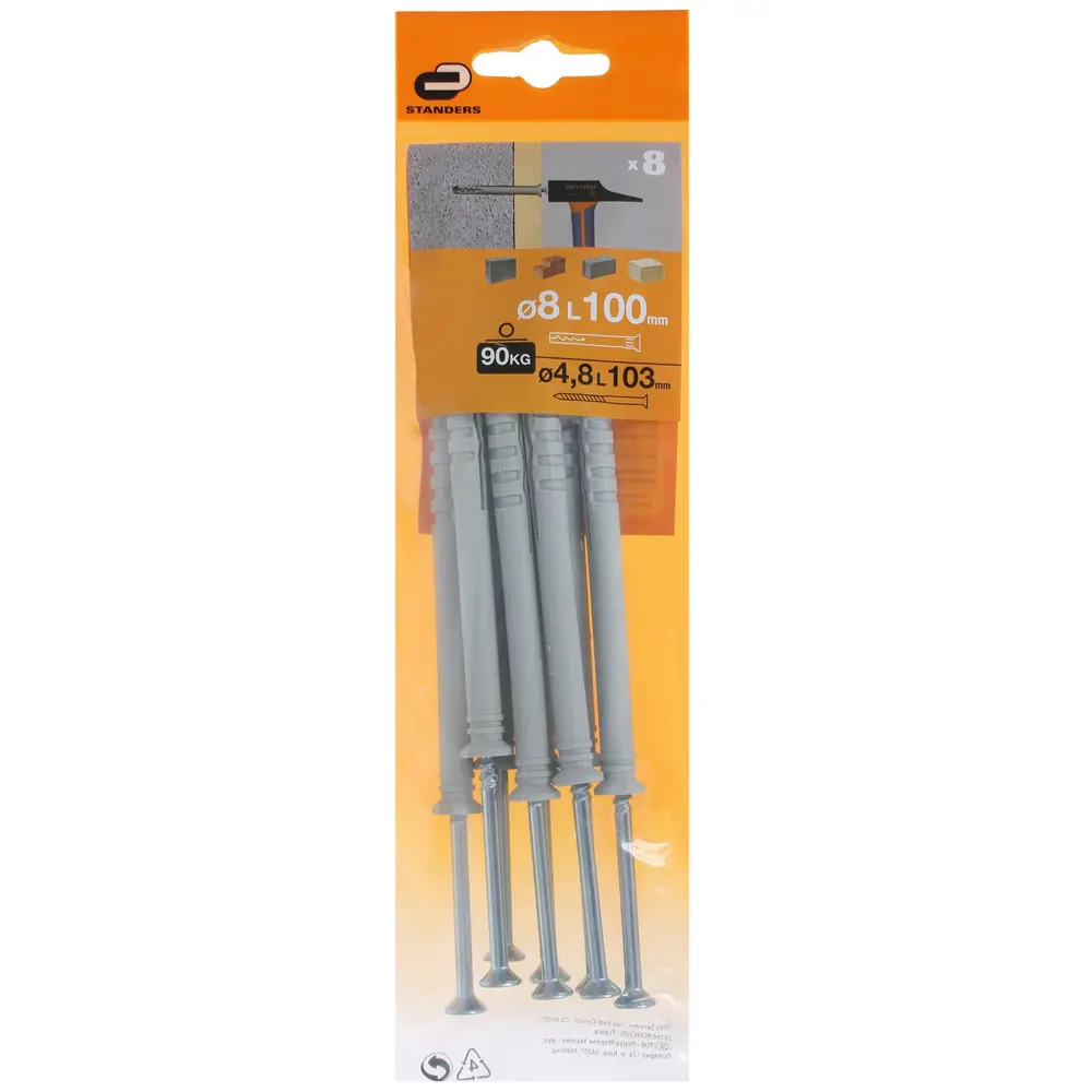 Дюбель-гвоздь потайной Standers 8x100 мм нейлон цвет серый 8 шт STLM-2077979 - Вид №3