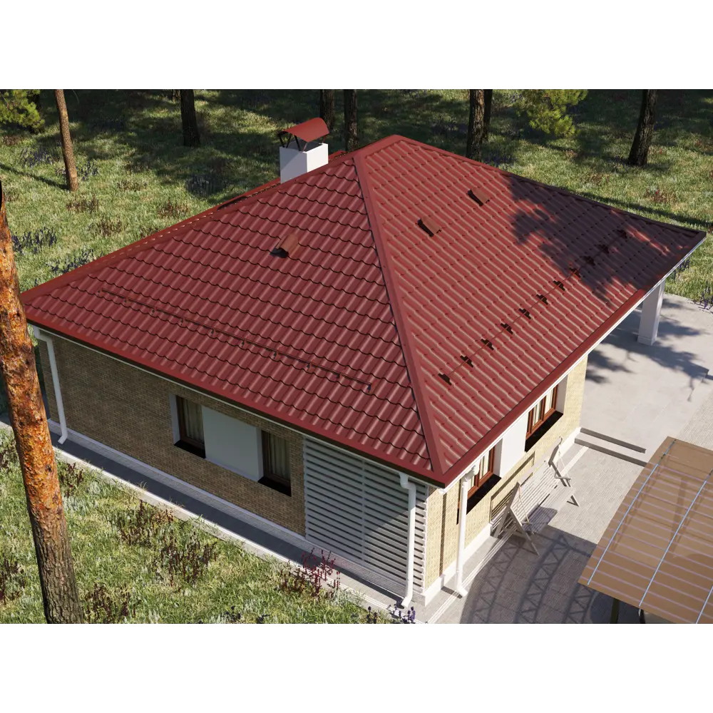 Металлочерепица 0.4 мм 1170x1180 мм RAL 3005 красный Santreyd STLM-2002337 - Вид №3