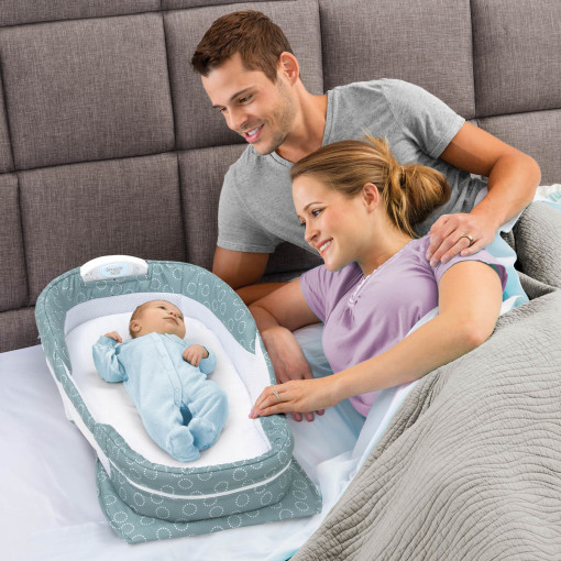 Складная кроватка ХL серо-зеленый с кружками BABY DELIGHT  322587 Серый Santreyd  - Вид №6