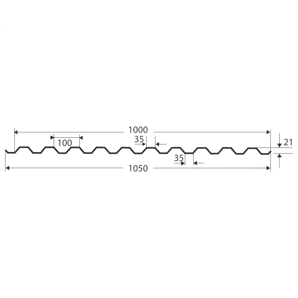 Профнастил С21 0.45 мм 2000x1050 мм RAL 9003 белый 84764830 STLM-2104691 Santreyd  - Вид №1
