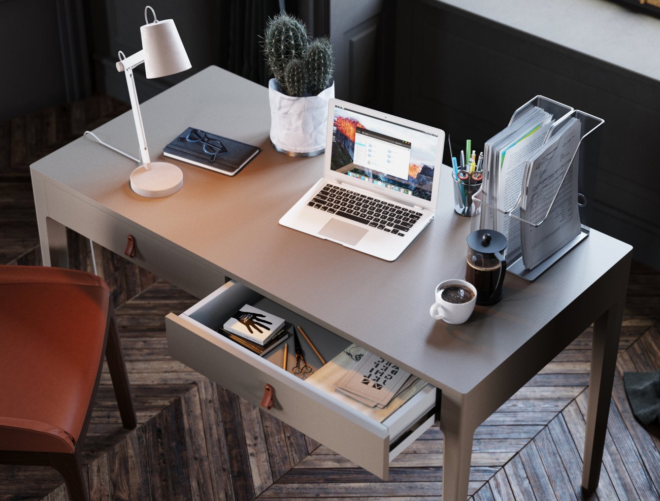 Письменный стол с ящиками беленый дуб веджвуд Case THE IDEA  210615 Беленый дуб;бежевый  - Вид №4