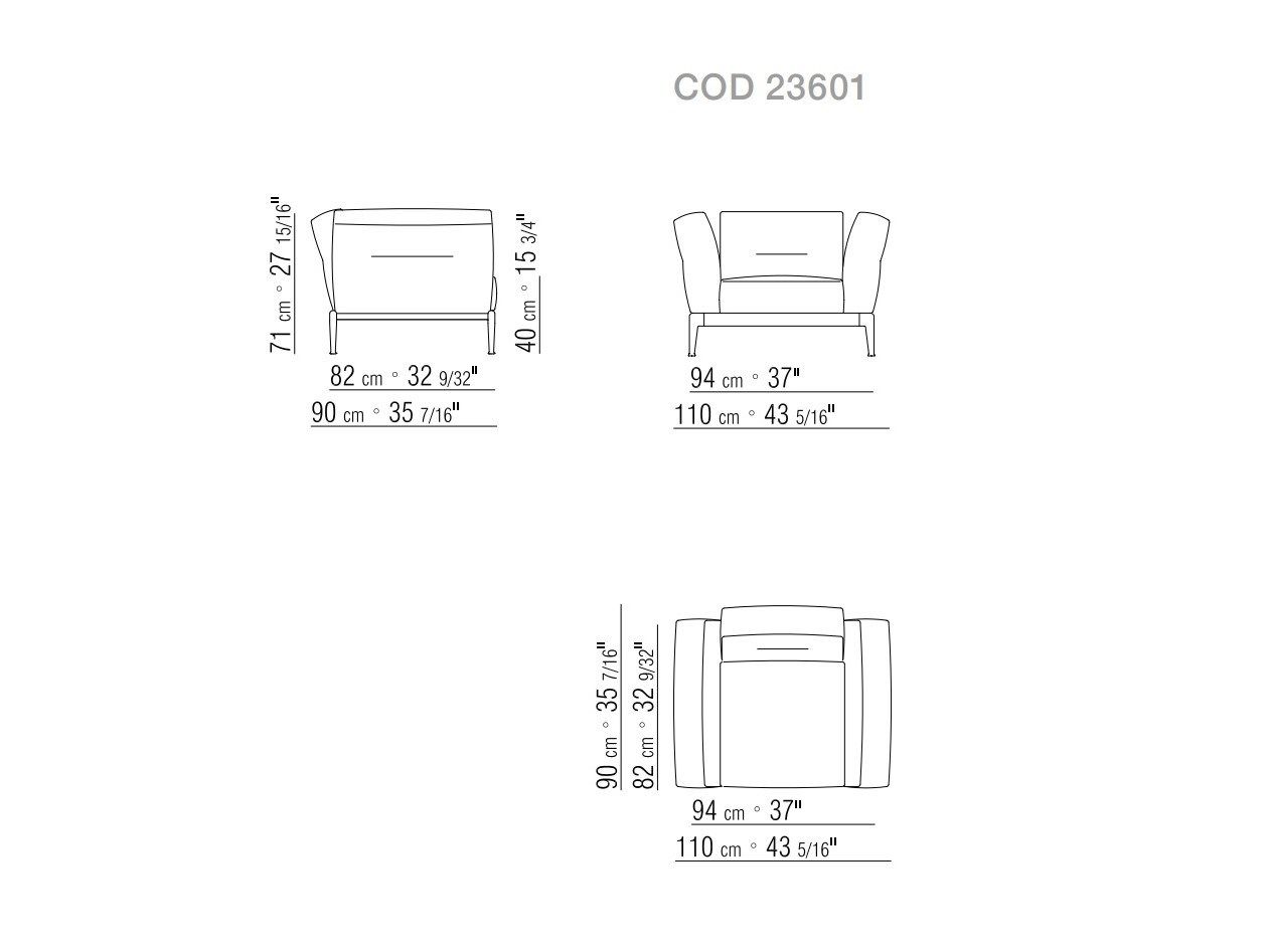 Кожаное кресло с подлокотниками Flexform ARCH-00024145 - Вид №3