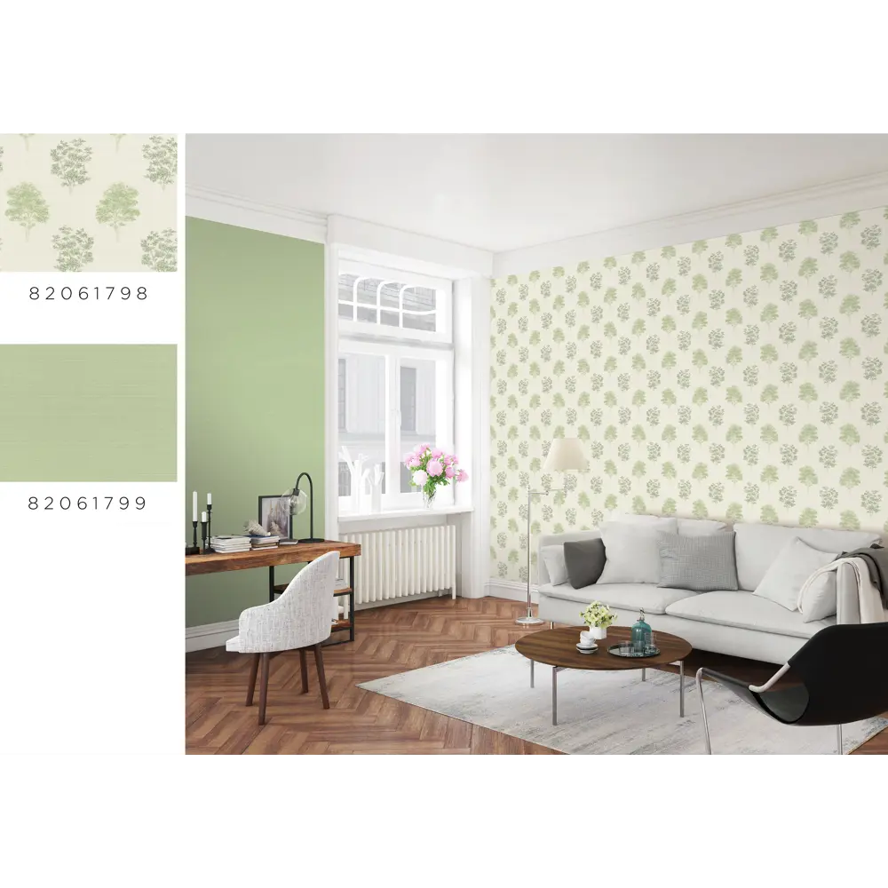 Обои флизелиновые Rasch Lazy Sunday зелёные 0.53 м 401851 STLM-2194348 - Вид №9