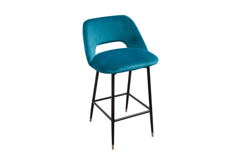 FUVE0013 Барный стул Fulham в цвете Petrol Blue Velvet ijlbrown  - Вид №1