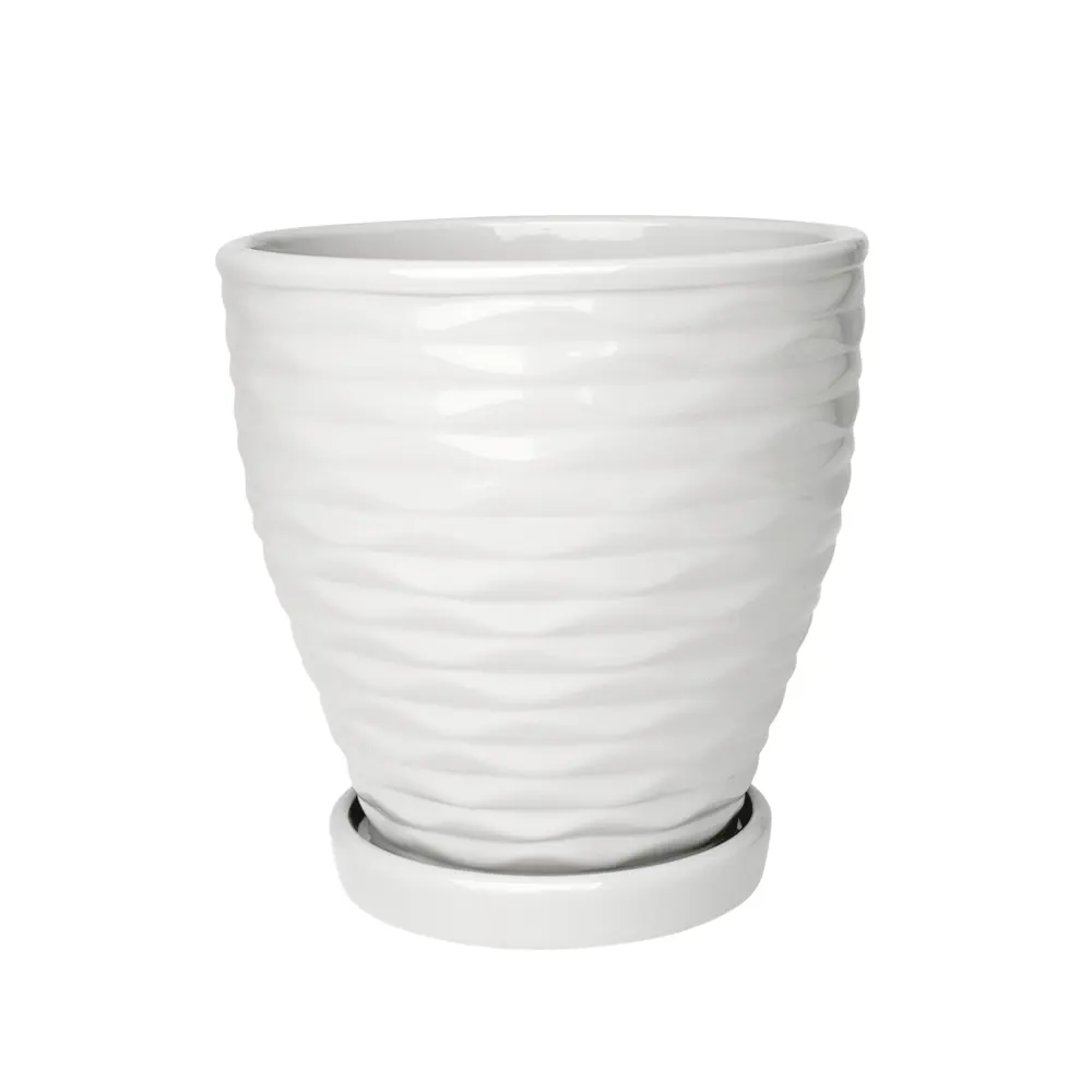 Горшок цветочный Эллипс ø14.5 h14.5 керамика белый Santreyd Fdtc5 STLM-2110717