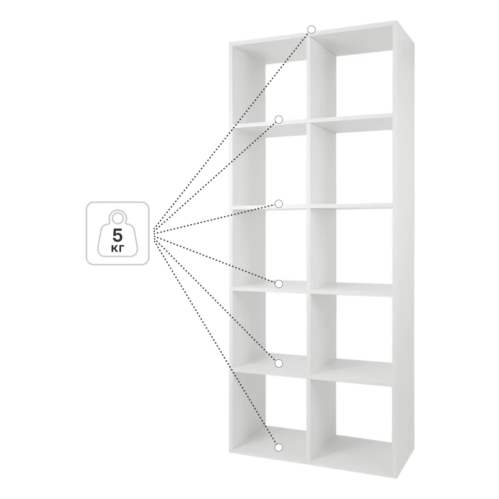 Стеллаж KONSENSA Руан 10 секций 70x173x31.7 см ЛДСП цвет белый STLM-2094368 - Вид №2