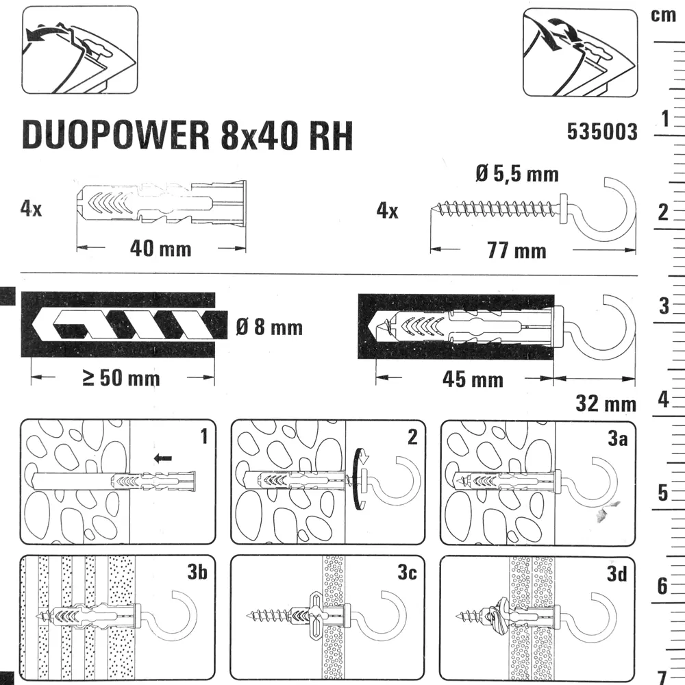 Дюбель для всех типов стен Duopower 8x40 мм полукольцо цвет серый/красный 4 шт FISCHER STLM-2019171 - Вид №3