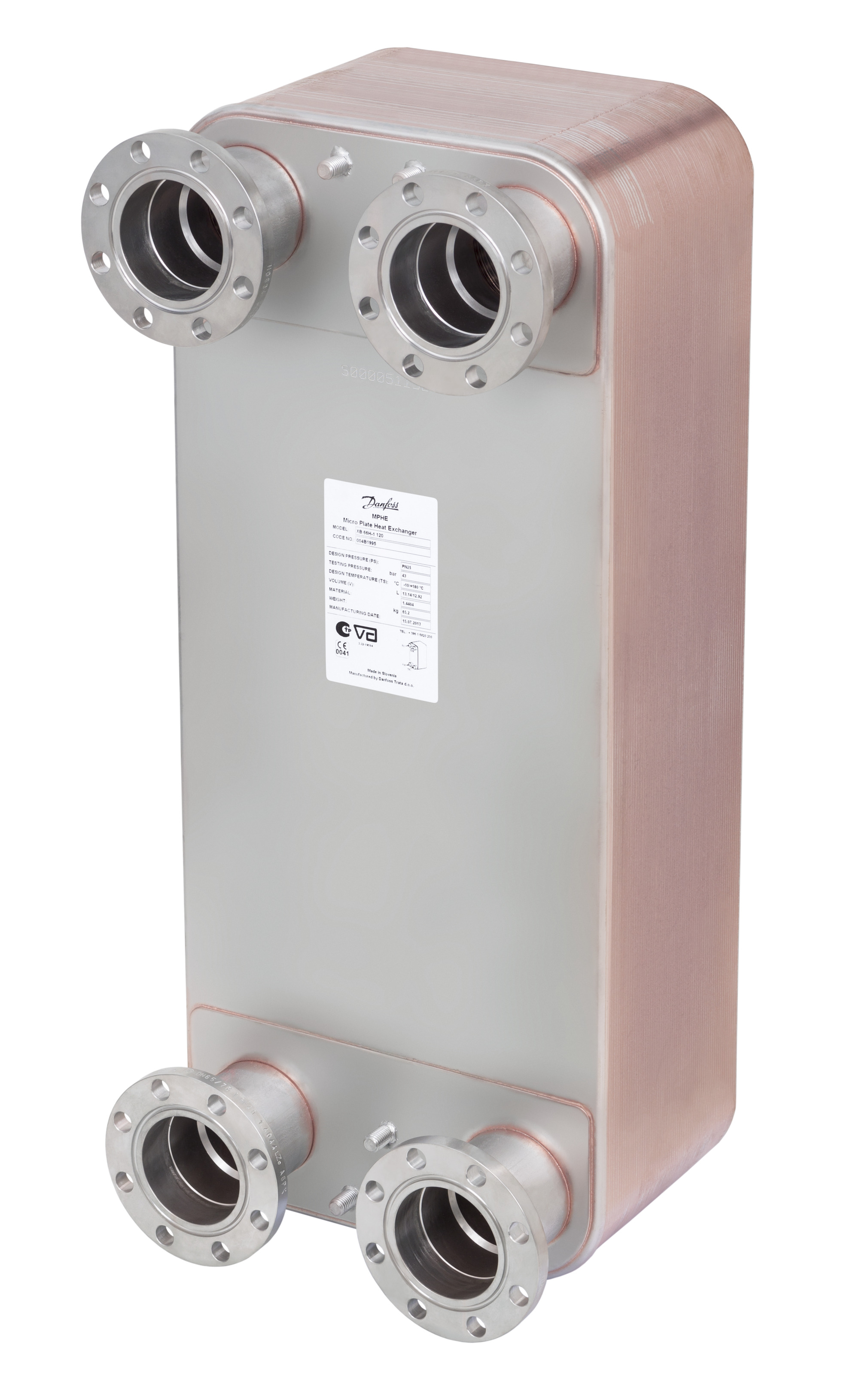 Danfoss Паяный пластинчатый теплообменник серии XB66 XB66L-1-40 PN16 DN65 паяный ТО 004B1961  - Вид №2