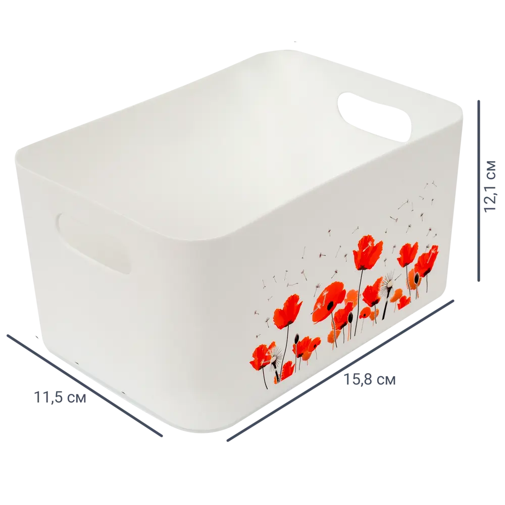 Корзина Flowers Mak 15.7x12.1x11.5 см пластик цвет белый BEROSSI STLM-2066911