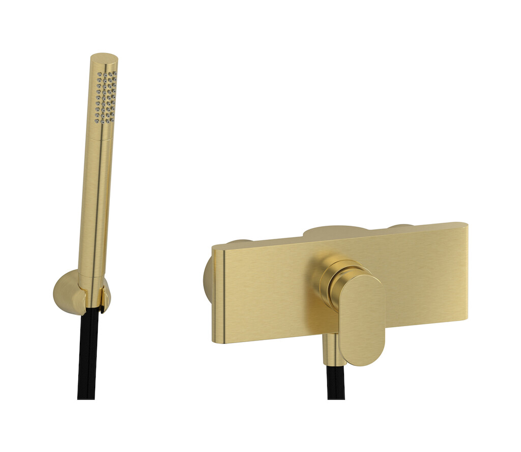 Встроенный смеситель для душа в комплекте с душевым гарнитуром. WE ARE IB k2350is Brushed Pale Gold K2