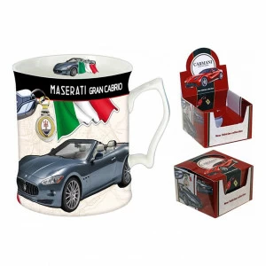 Кружка фарфоровая 0,44 л бело-черная "Мазерати ГранКабрио" CARMANI РЕТРО АВТОМОБИЛИ 00-3946512 Белый;черный