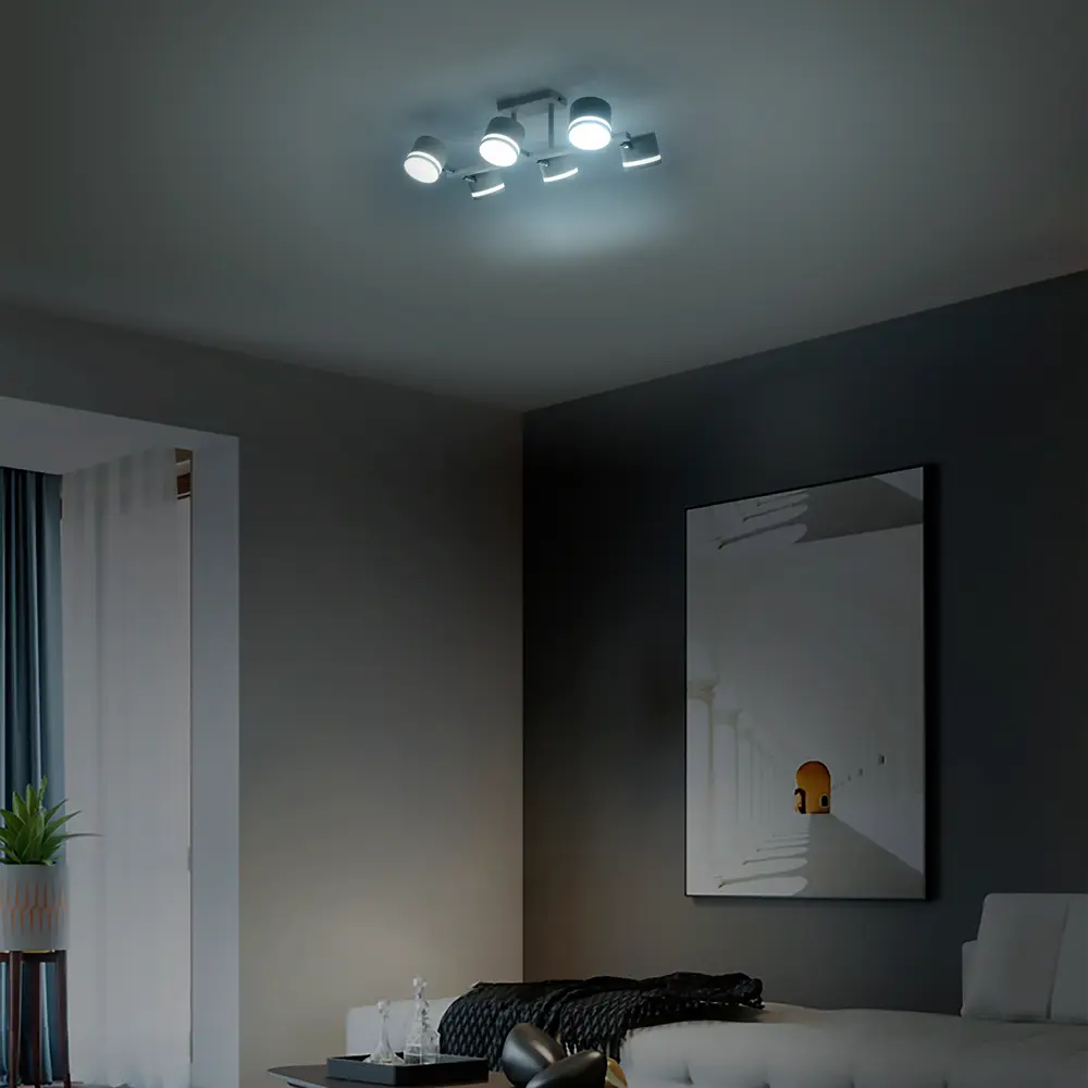 Люстра на штанге Talco 6 ламп 15 м² цвет белый SCHAFFNER STLM-2195996 - Вид №10