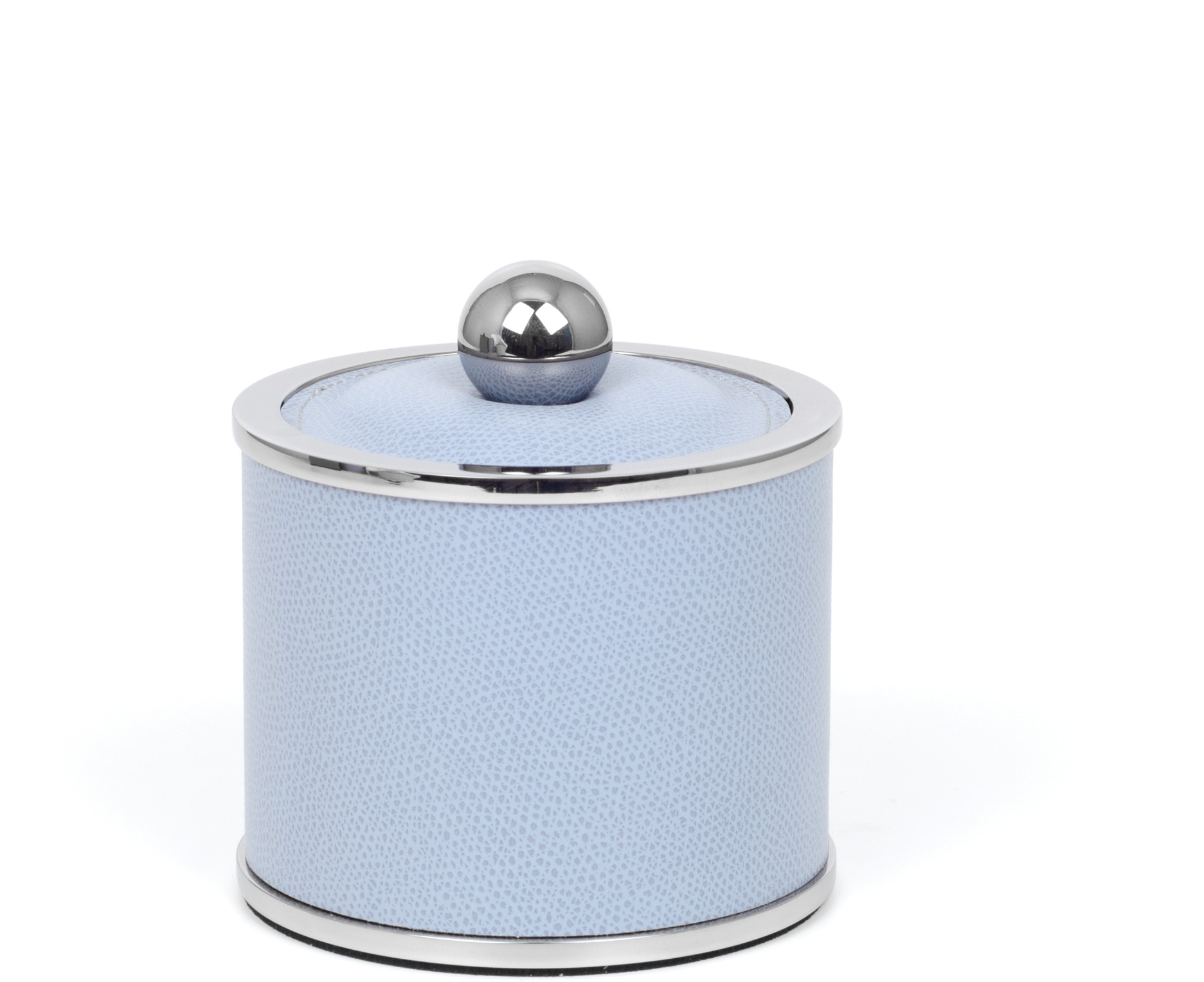 Держатель для ватных дисков Olimpia круглый - Ø 10,7XH11 см / металлическая отделка_хром / плетеная кожа_светло-серый