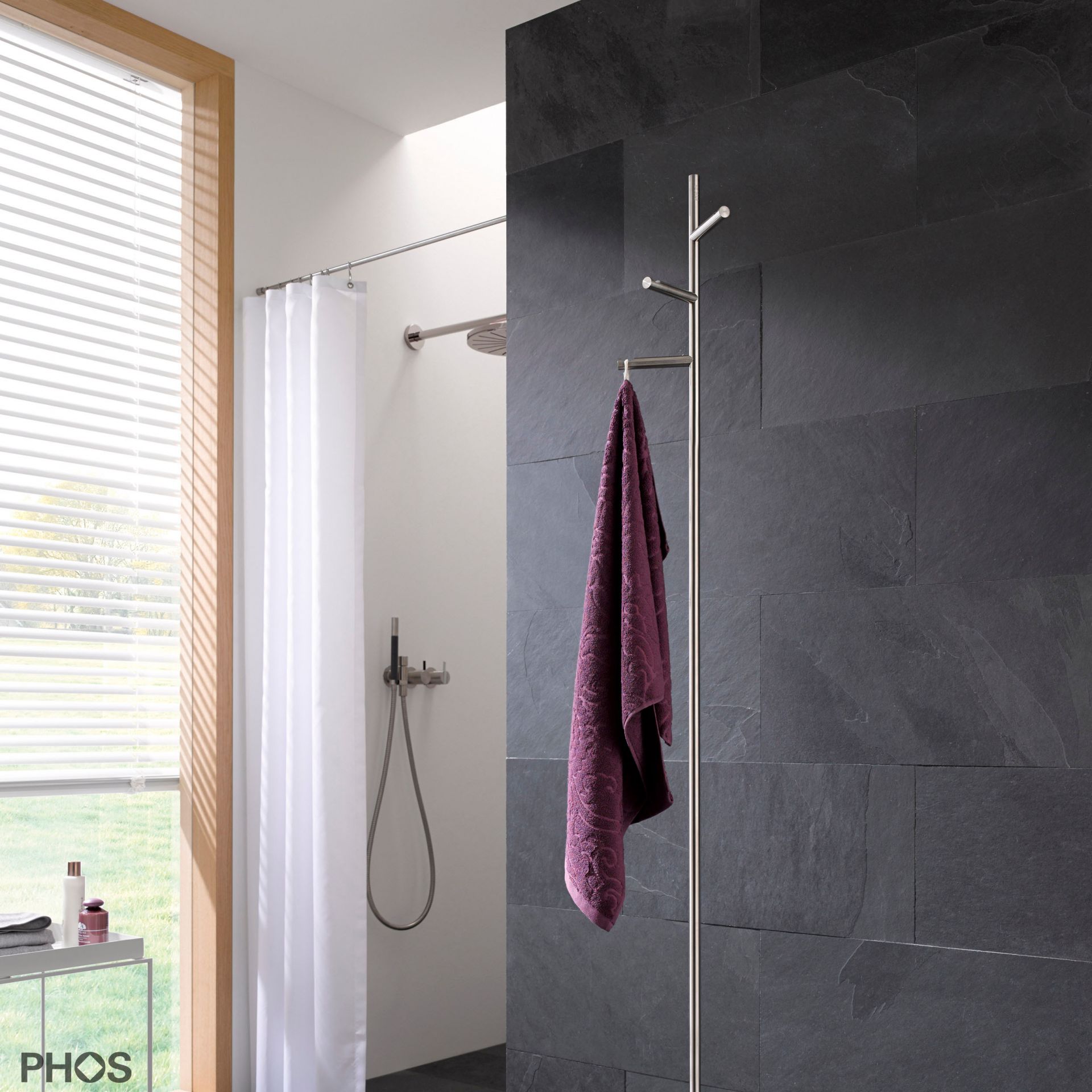 GSTH3V-B Вешалка для полотенец и вешалка для верхней одежды с 3 вогнутыми крючками, основание: серое. PHOS 