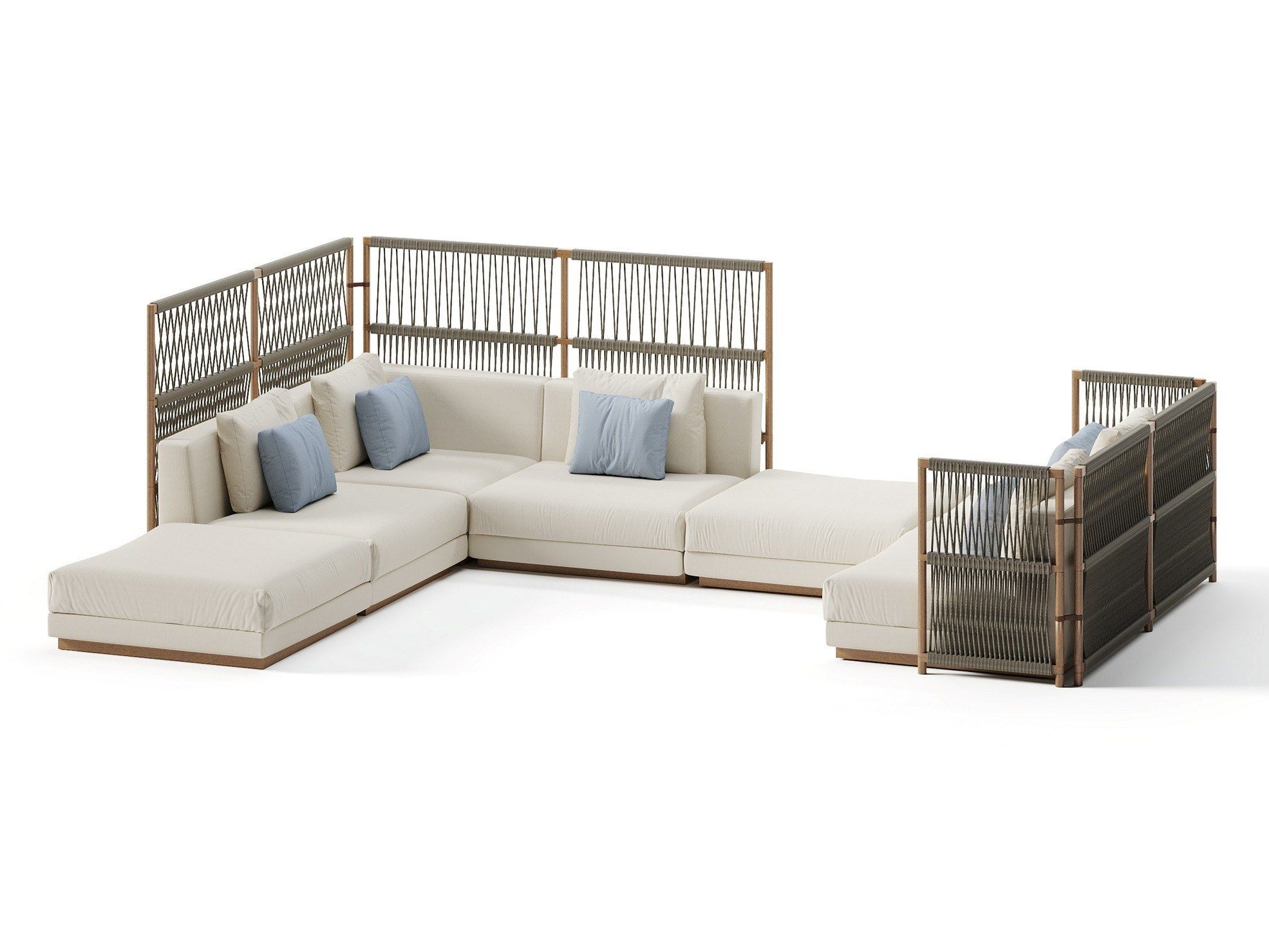 Секционный садовый диван с каркасом iroko Braid Embrace ARCH-00041078