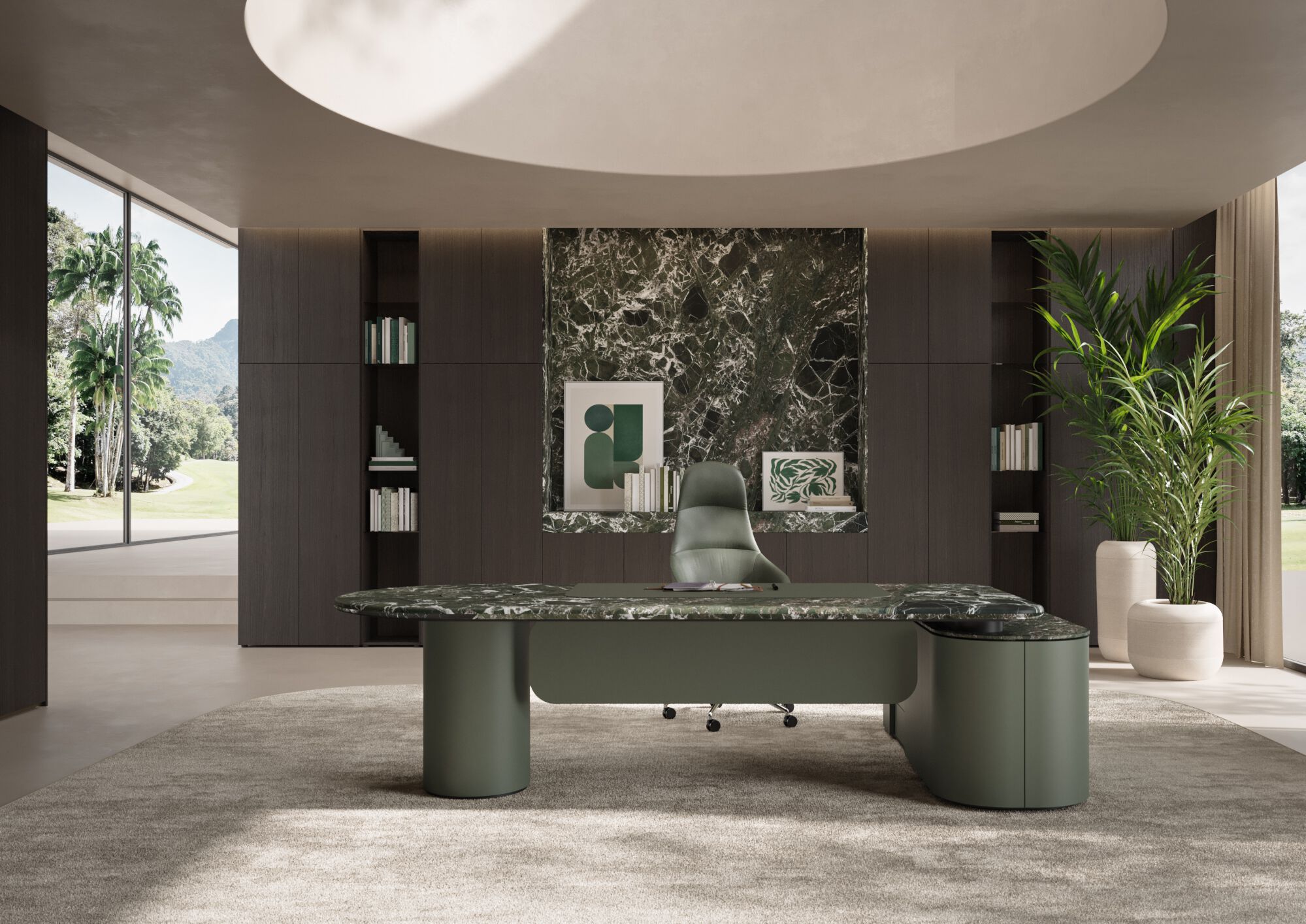 Стол со встроенным сервисным шкафом и мраморной столешницей PROF ARCH-00008310