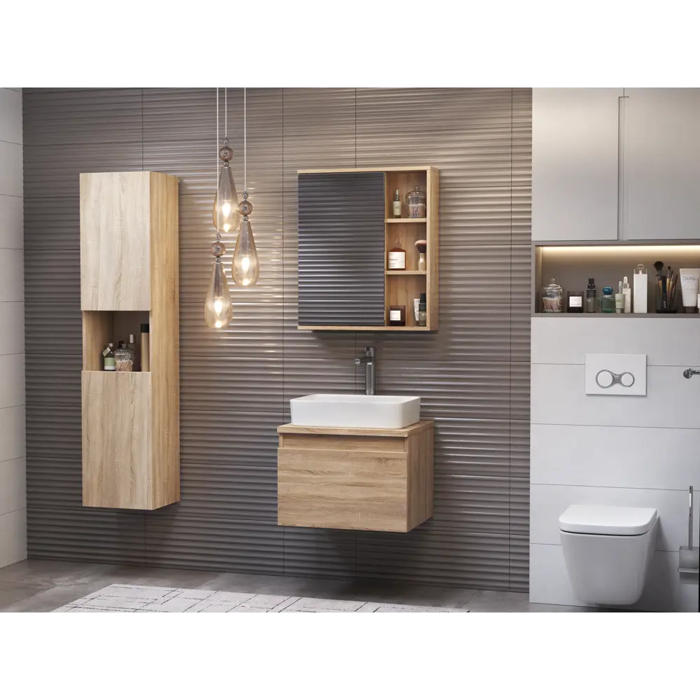 Тумба под раковину подвесная Vigo Matteo 60 см цвет дуб сонома STLM-2190196 - Вид №6