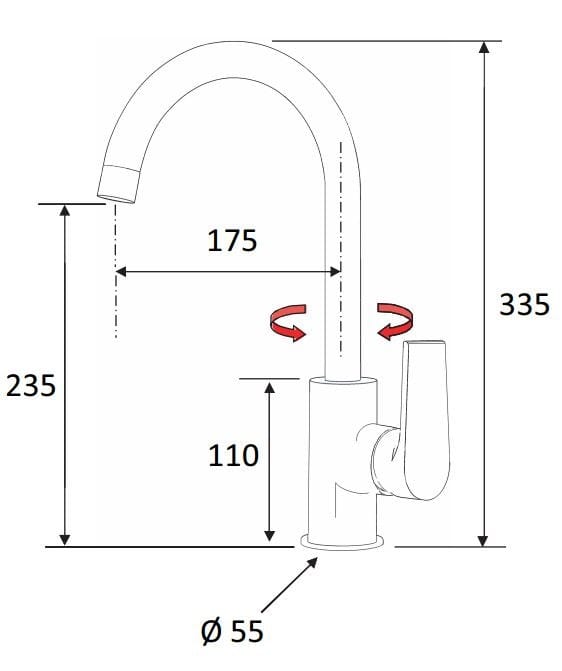 Смеситель для кухни с поворотным изливом Rubinetterie Mariani ARCH-00065809 - Вид №2