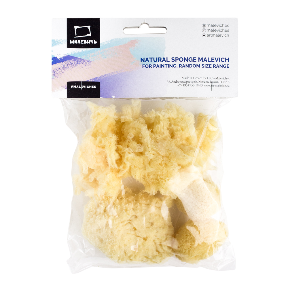 195036 Набор губок натуральных (спонж для красок) 22 см х 15 см х 3 см в ассортименте Малевичъ 