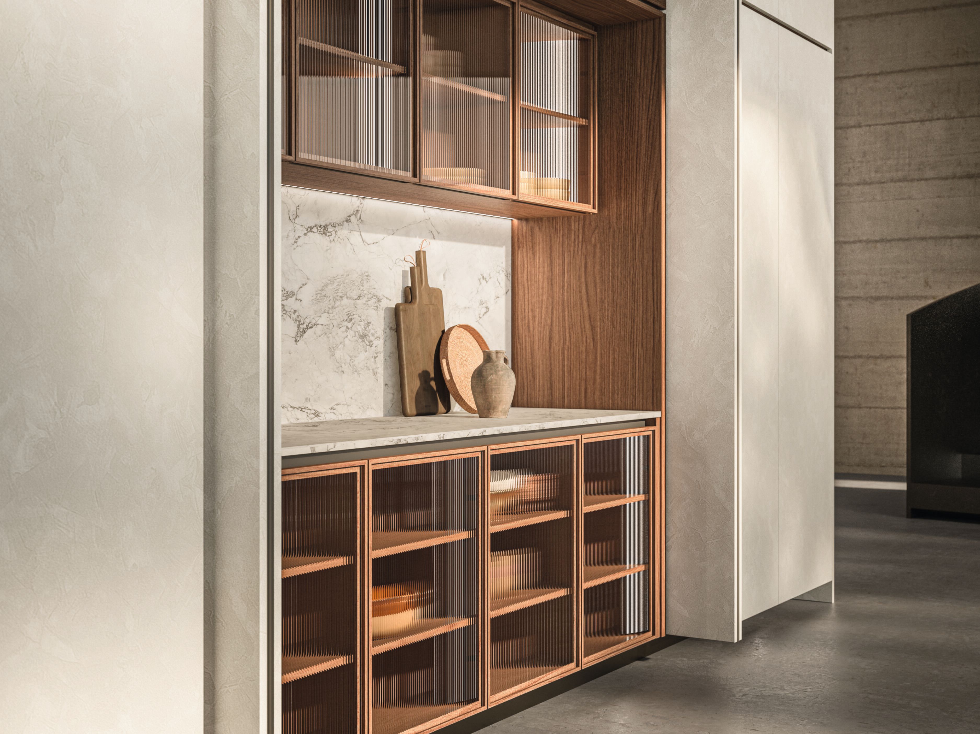 Алюминиевая и стеклянная кухонная дверь Boffi QUADRO ARCH-00007752