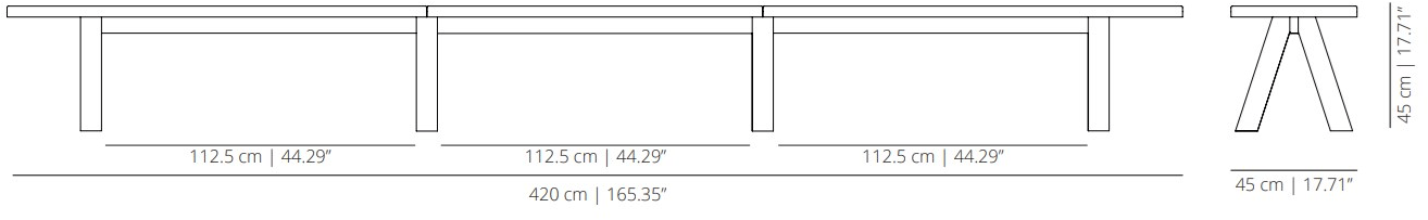 Viccarbe Мягкая скамейка из дуба Trestle Trs/d - l/c - Вид №10