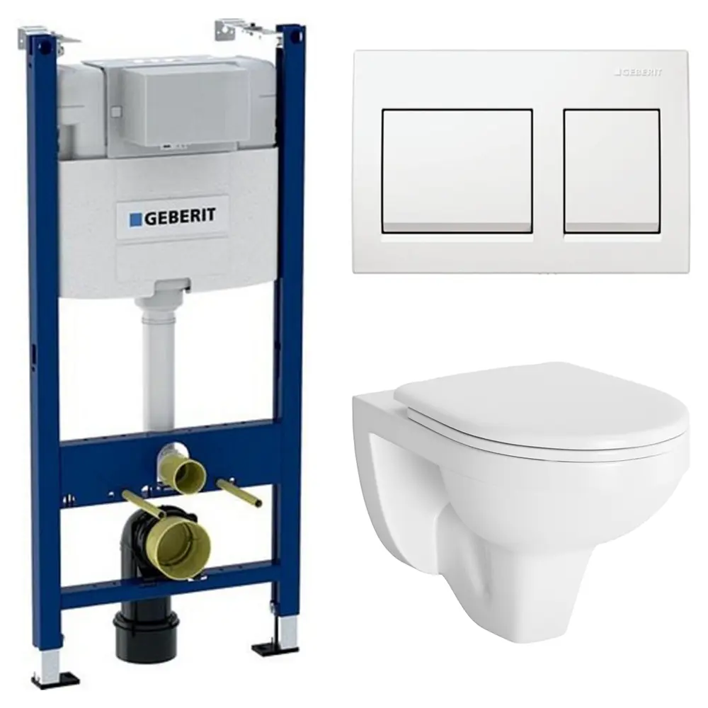 Комплект инсталляции Geberit Alpha с ободковым унитазом Damixa Jupiter клавиша Geberit Alpha белая STLM-2110041