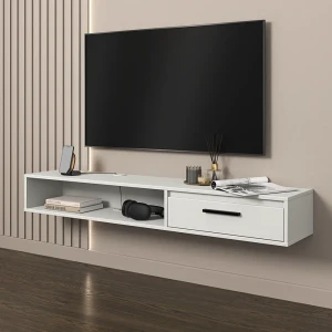 Тумба под телевизор Лион 150x20x30 см ЛДСП цвет белый