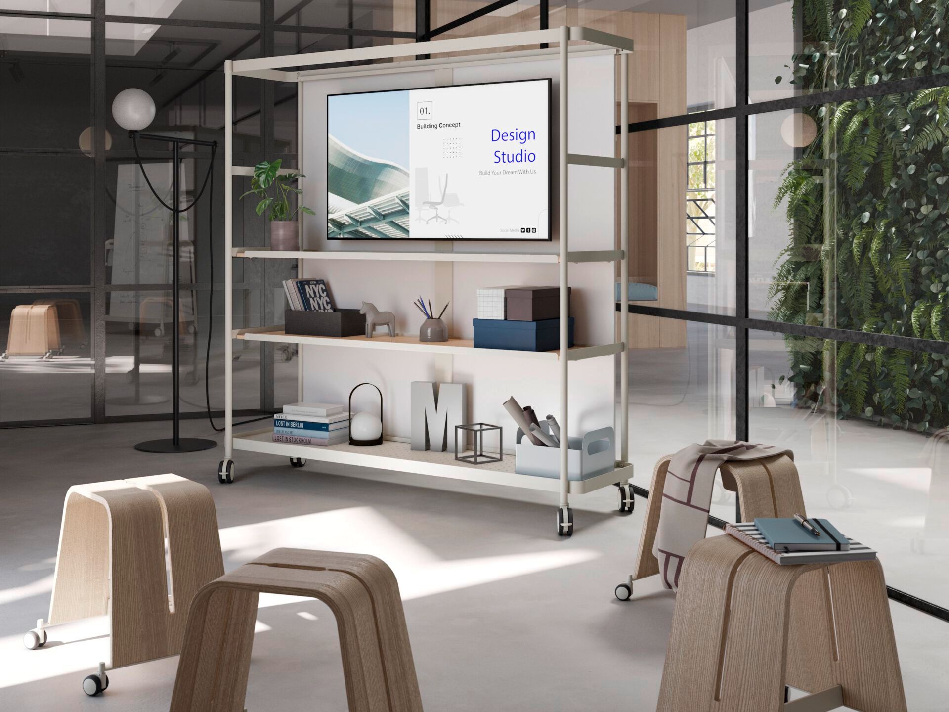 Стальной офисный книжный шкаф с колесами Brunner доски ARCH-00117344 - Вид №1