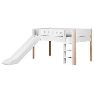 Кровать Flexa White с горкой, 190 см, белая лакированная