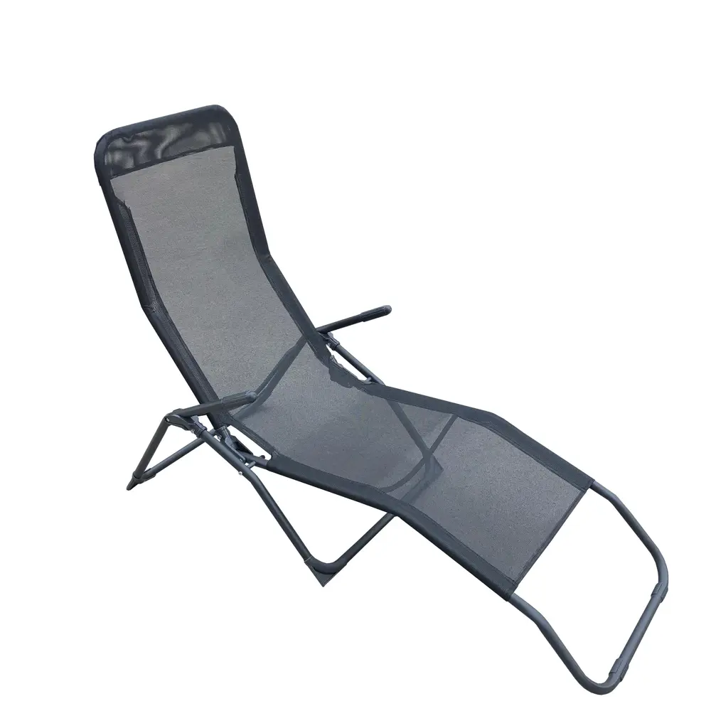 Шезлонг складной Naterial Fiesta 142x60x99 см сталь/ текстилен черный Santreyd STLM-2109425 - Вид №12