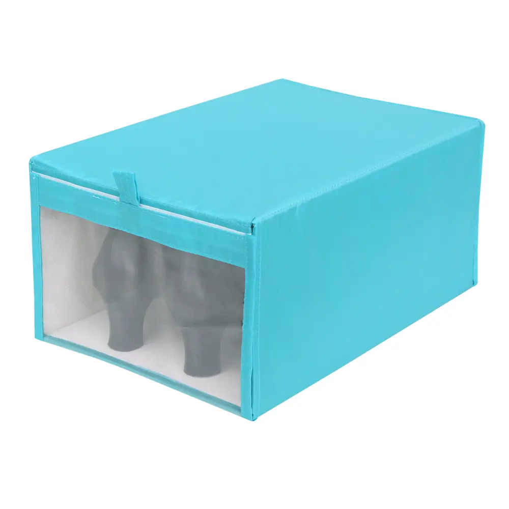 Коробка для обуви Spaceo 22х16x34 см полиэстер цвет голубой STLM-2013288