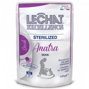 ПР0059858 Корм для кошек EXCELLENCE для стерилизованных, утка в соусе пауч 100г LECHAT