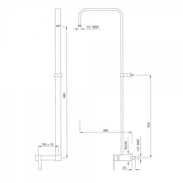 LEB-GRF-45159 Смеситель для ванны и душа Artize Le Blanc Графит  - Вид №1