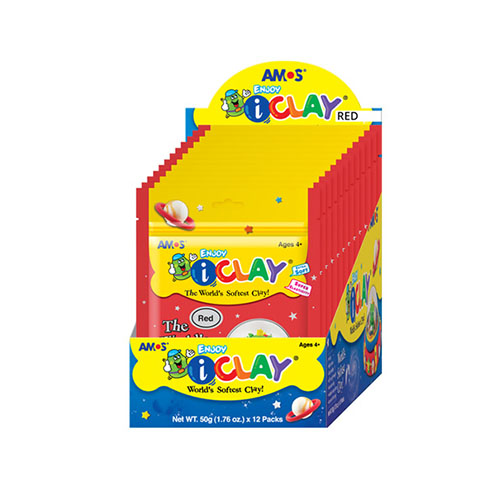 22051 Масса для лепки iClay в пакетиках 50 г красная AMOS 