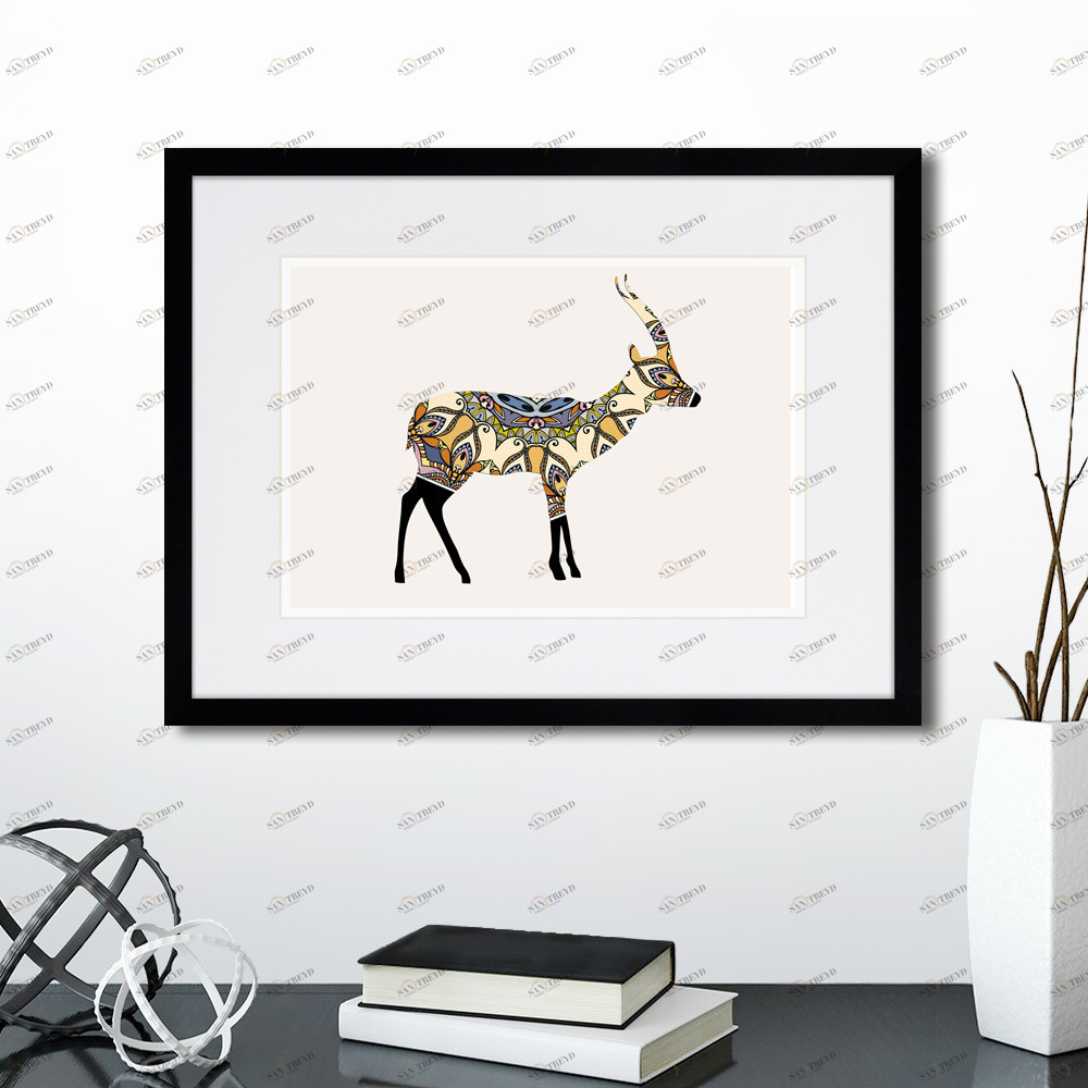 Картина в деревянной раме 42х32 см "Восточный блеск, Антилопа, 2016г." КАРТИНЫ В КВАРТИРУ  264551 Белый;коричневый;разноцветный 