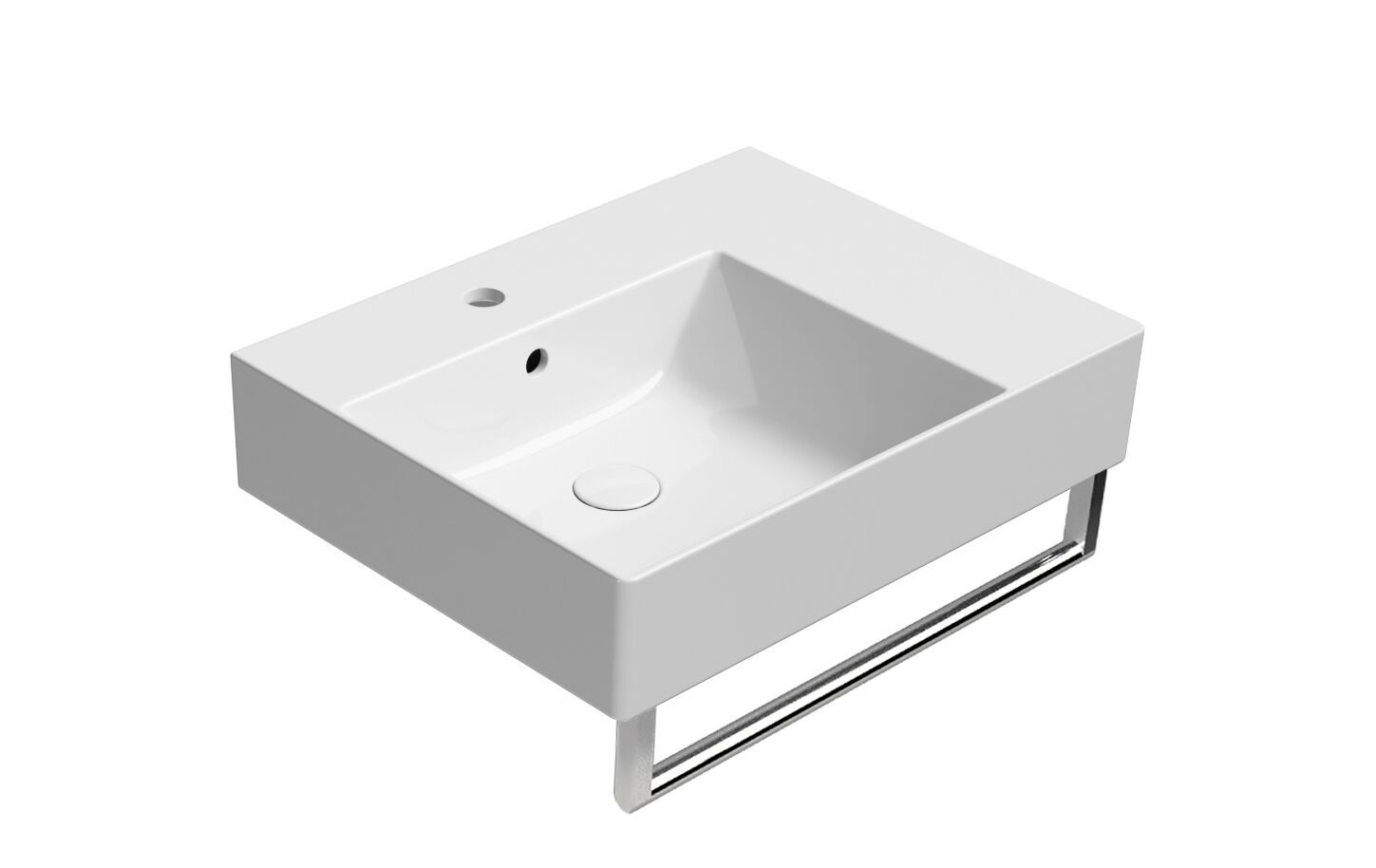 Керамическая одиночная прямоугольная раковина с держателем для полотенец GSI ceramica Kube X ARCH-00074939 - Вид №5