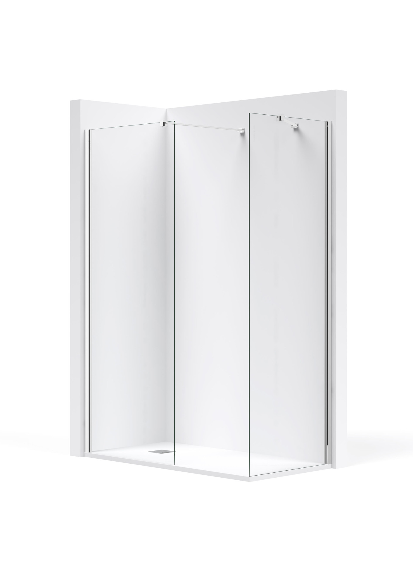 AM330.........+AM332......... DF + LF - Фиксированная панель для душа + 1 фиксированная сторона (профиль с отделкой Glossy Silver или Black) ROCA Line