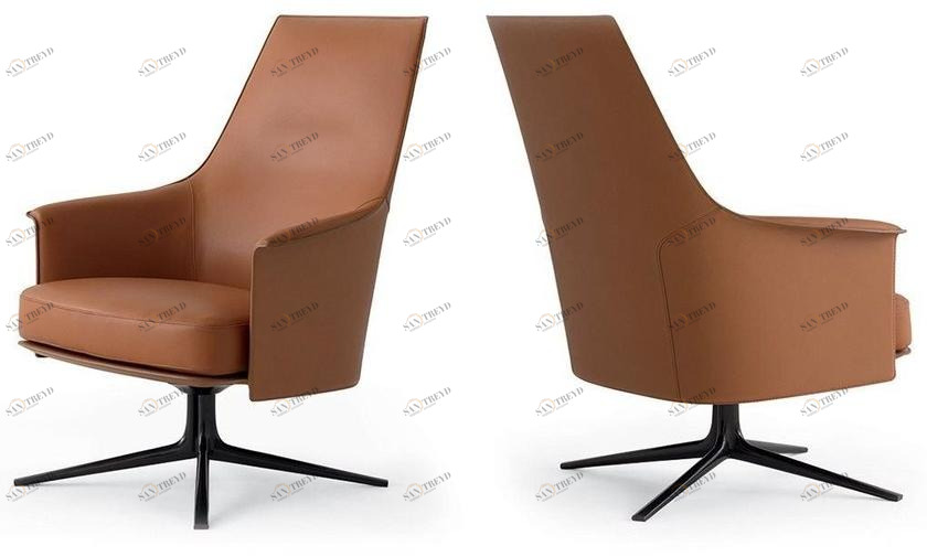 Poliform Поворотное кожаное кресло с 4-мя спицами и подлокотниками Stanford sun-id-1373853